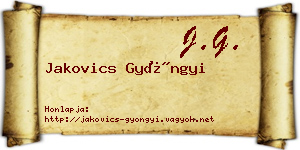 Jakovics Gyöngyi névjegykártya